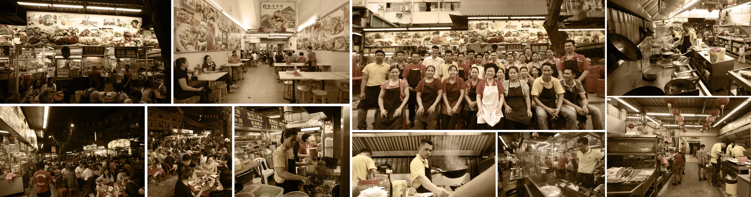 粗茶食馆的旧日时光：夜市摊位、用餐区、团队合照与厨房 Memories of Cu Cha over the years